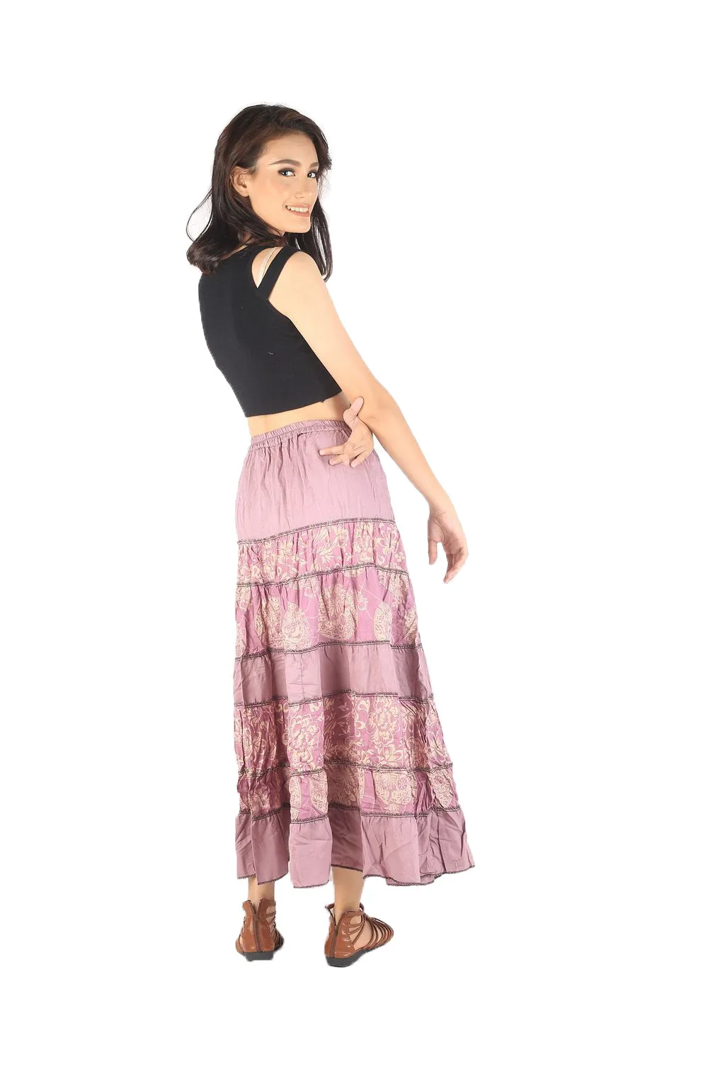 Handmade Rayon Gipsy Boho Hippie Skirt One Size Fits S to XL Pink