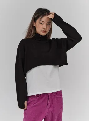 Handwarmer Crop Knit Turtleneck CN21