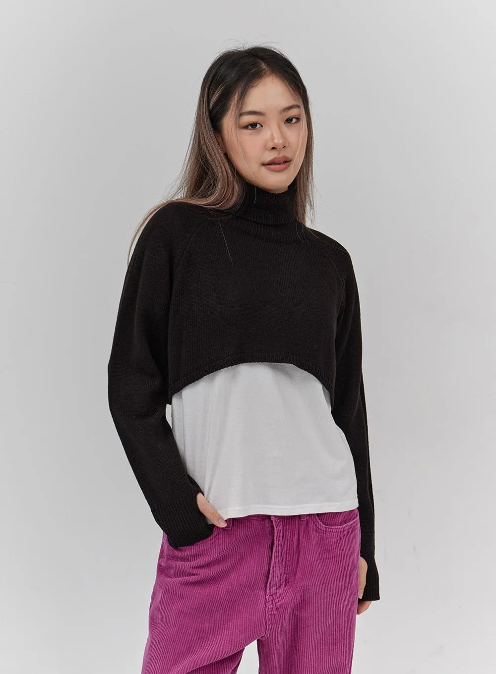 Handwarmer Crop Knit Turtleneck CN21