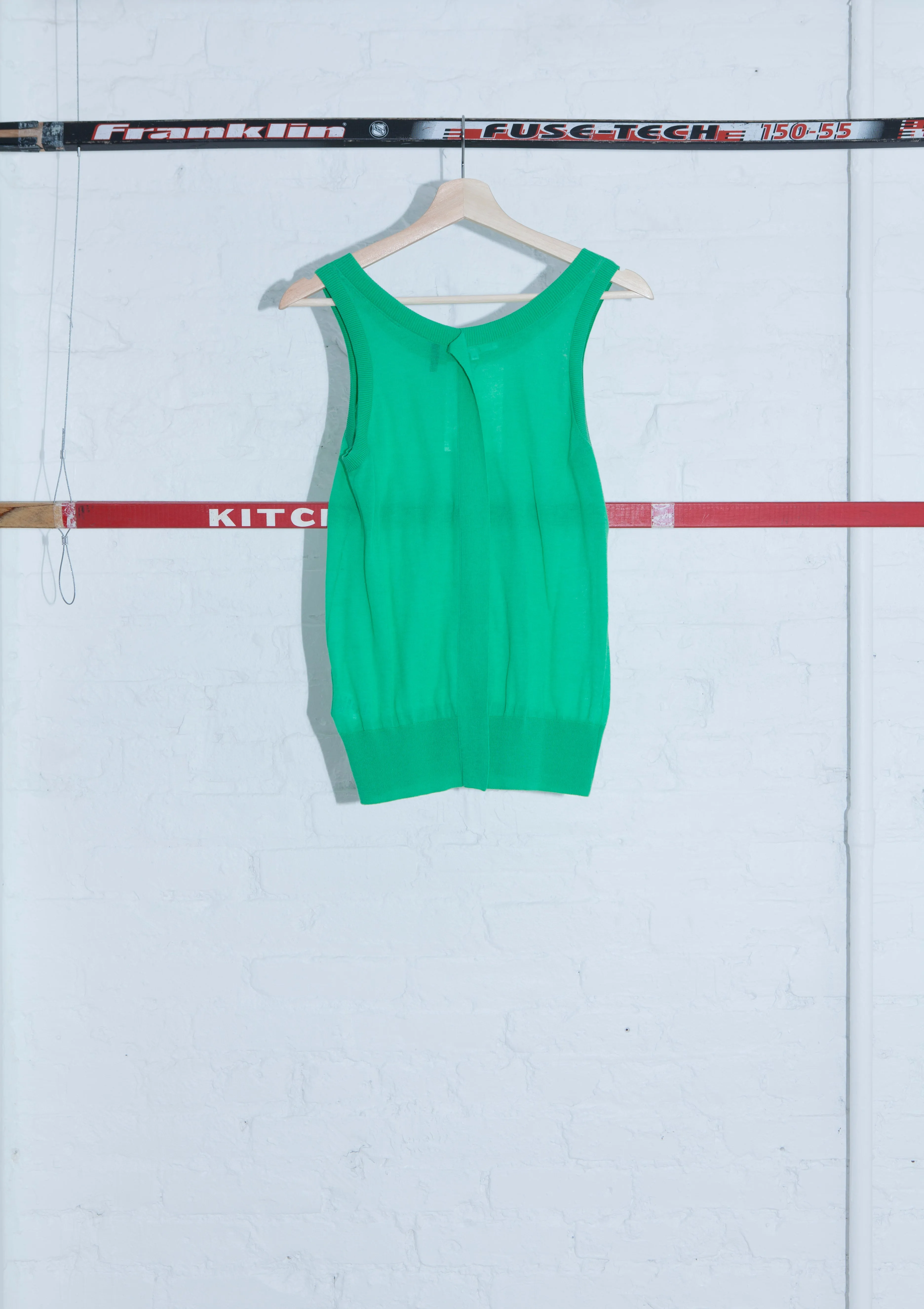 HELMUT LANG Green Knit Sleeveless Top