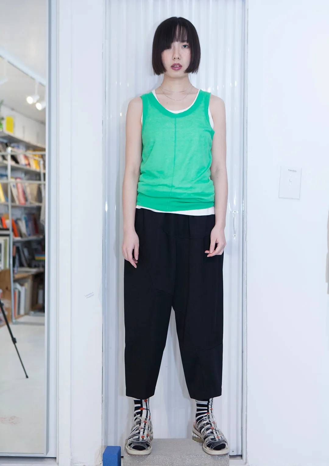 HELMUT LANG Green Knit Sleeveless Top