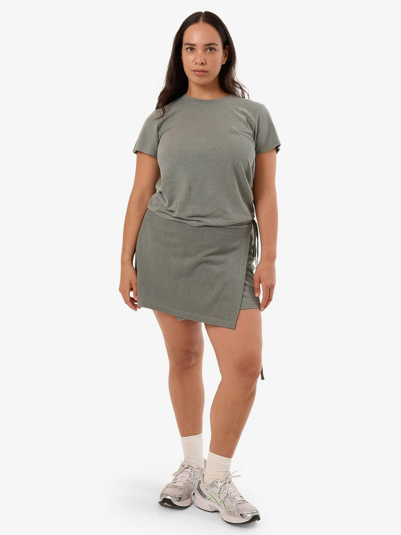 Hemp Wrap Mini Skirt - Green Smoke