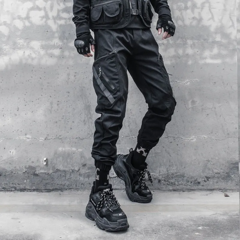 Hip Hop Cargo Pants Autumn Tactical Functional Pockets Joggers Trousers for Men Elastic Waist Fahsion Harem Pants