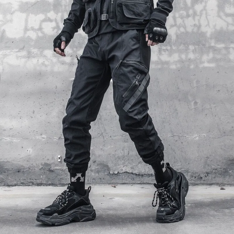 Hip Hop Cargo Pants Autumn Tactical Functional Pockets Joggers Trousers for Men Elastic Waist Fahsion Harem Pants