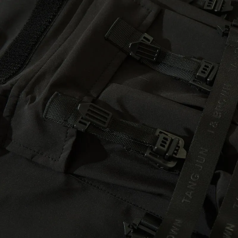 Hip Hop Function Tactical Cargo Pants Men Multi Pocket Ribbons Joggers Trousers Elastic Waist Fahsion Streetwear Pant