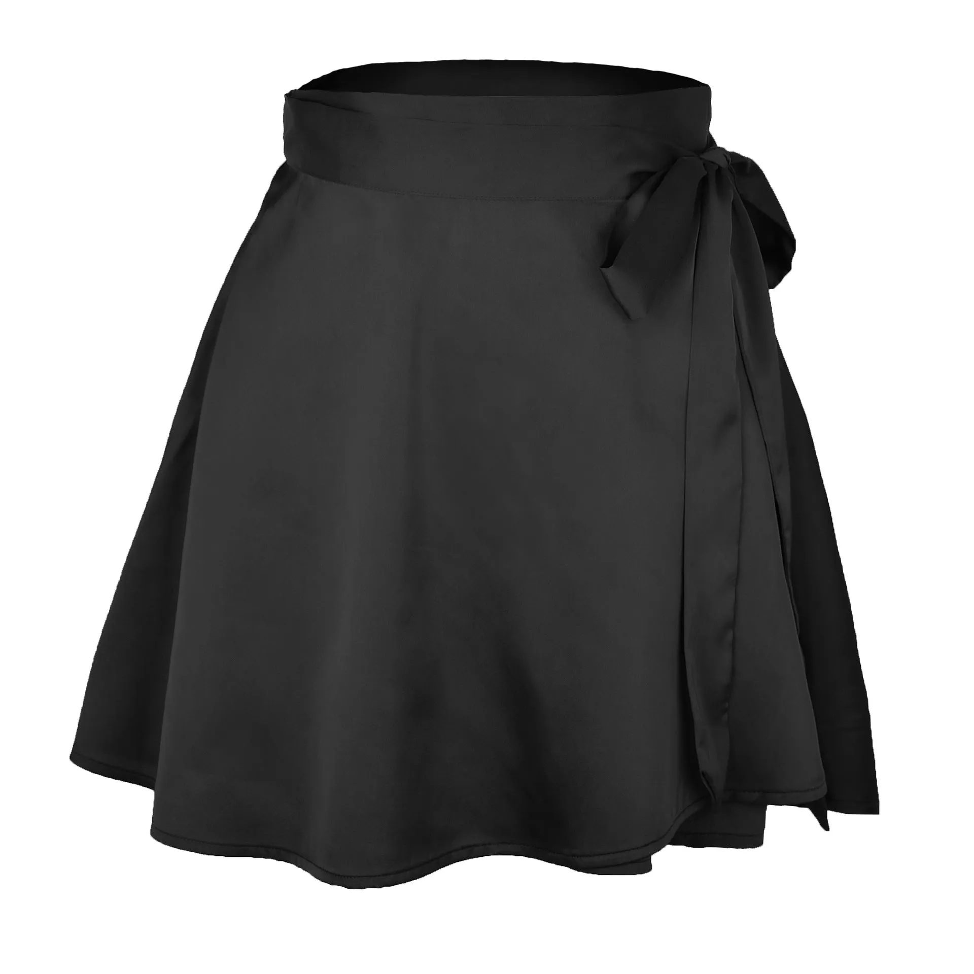 Hit Pure Color High Waist Fashion Tie Short Skirt