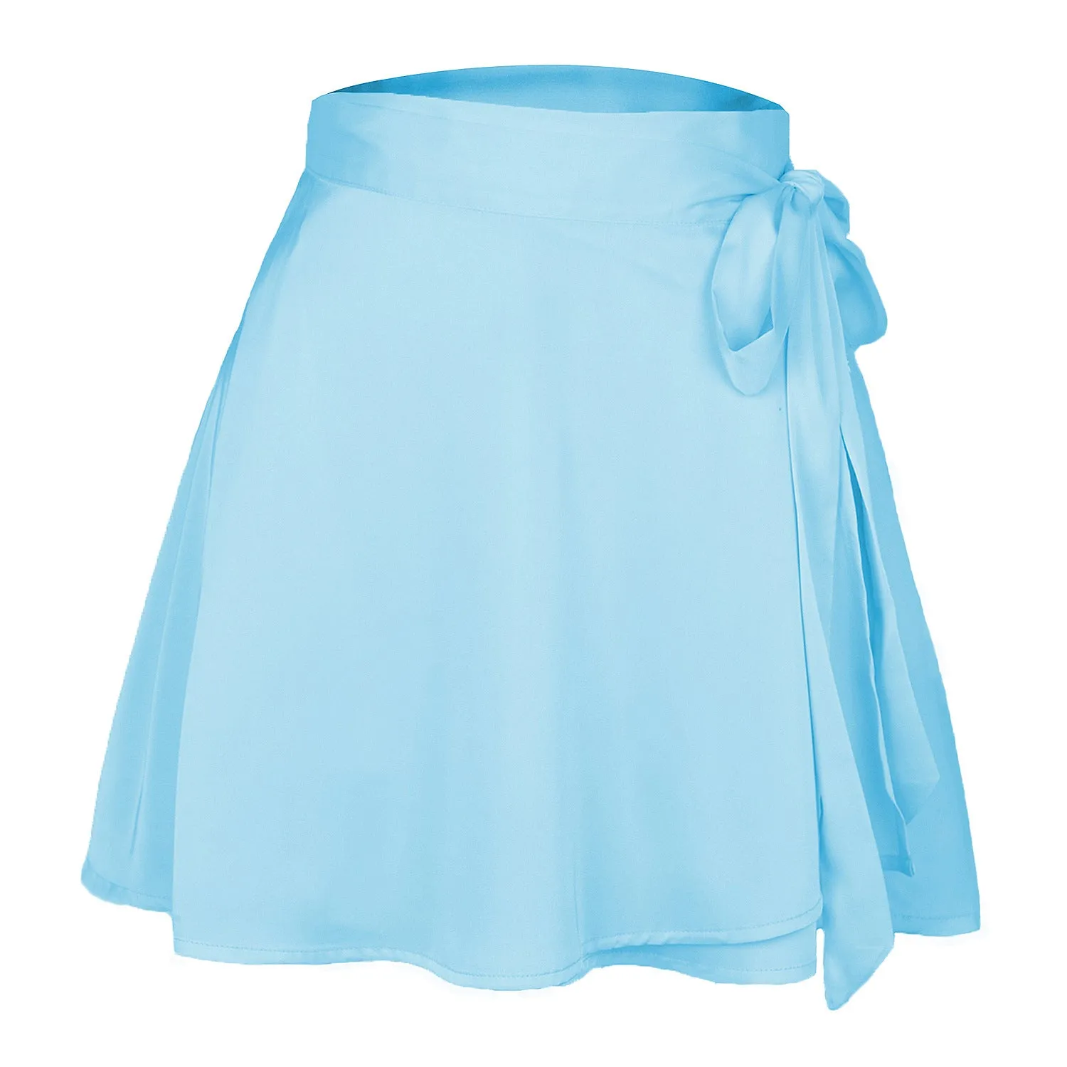 Hit Pure Color High Waist Fashion Tie Short Skirt