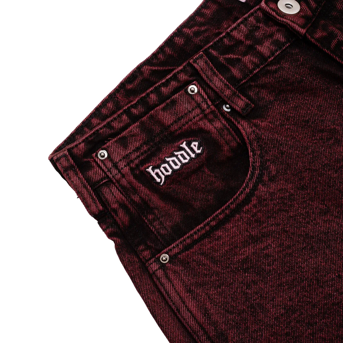 Hoddle 16o Denim Ranger Jean: BlackAcid Wash w/ Red Wash