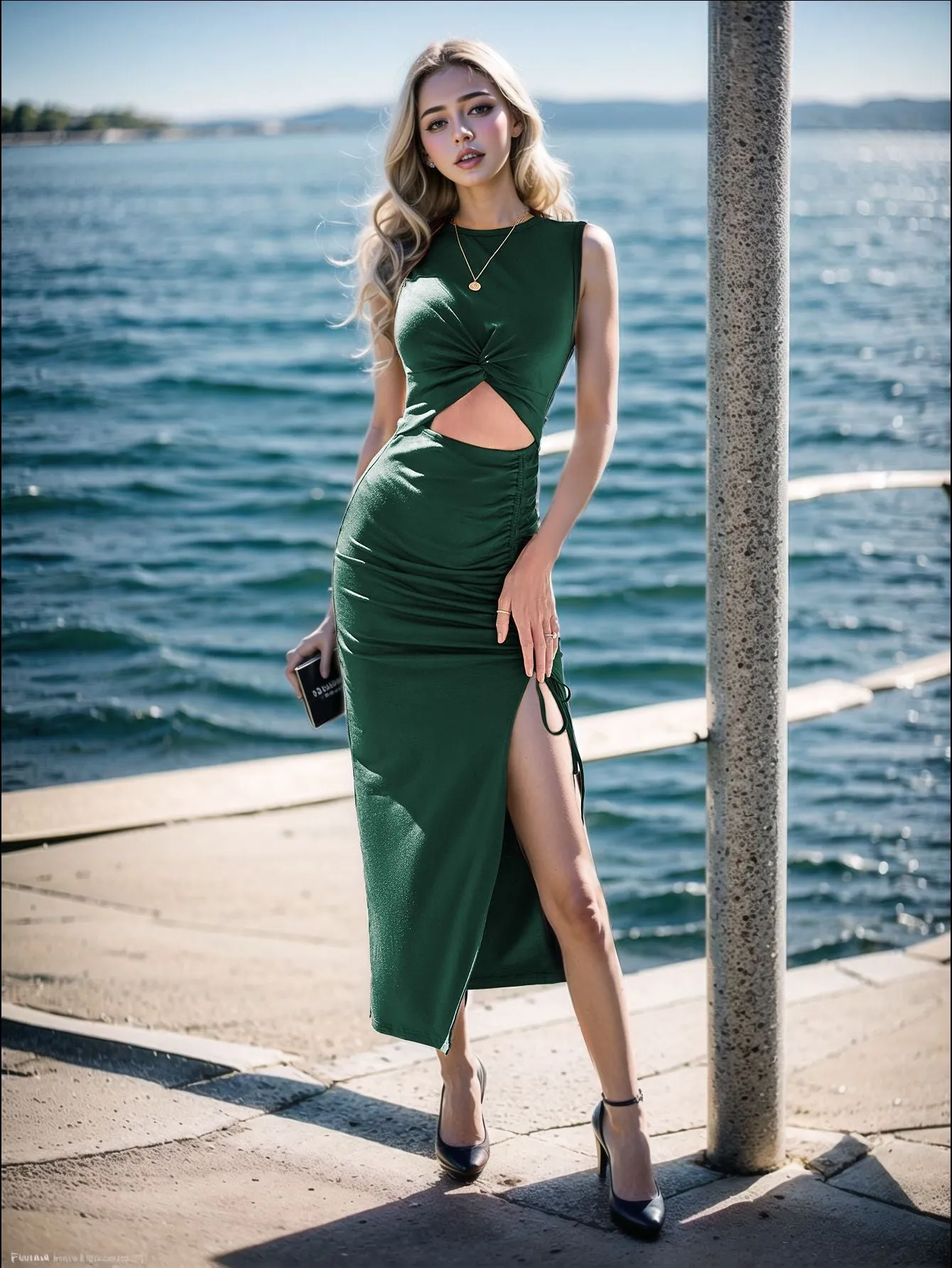 Hollow-out Slit High-end Elegant Sleeveless Maxi Dress