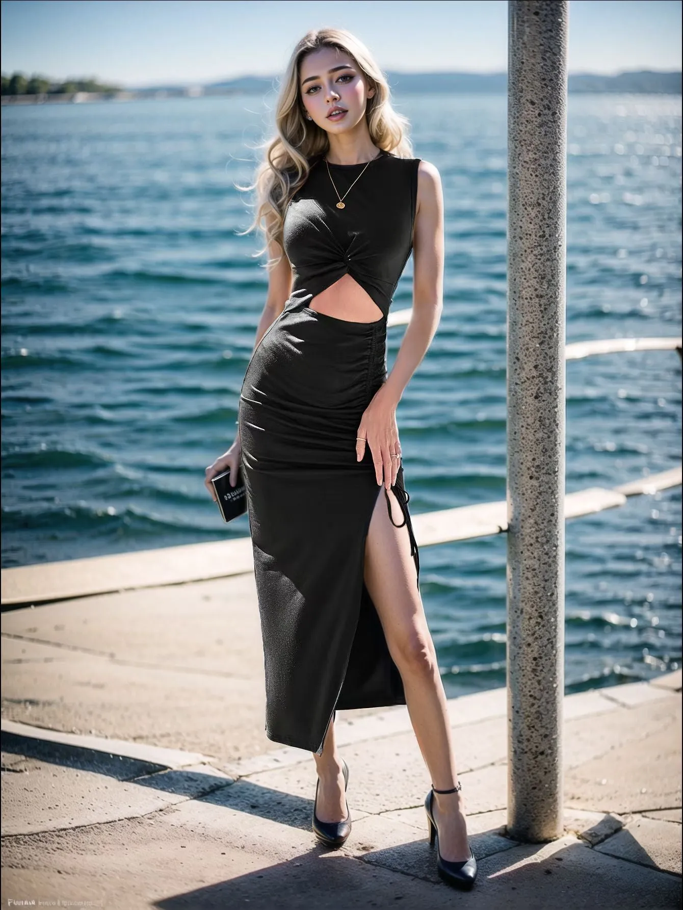 Hollow-out Slit High-end Elegant Sleeveless Maxi Dress