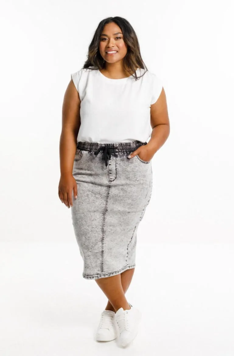 Home Lee Denim Midi Skirt Grey Wash