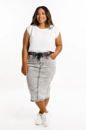 Home Lee Denim Midi Skirt Grey Wash