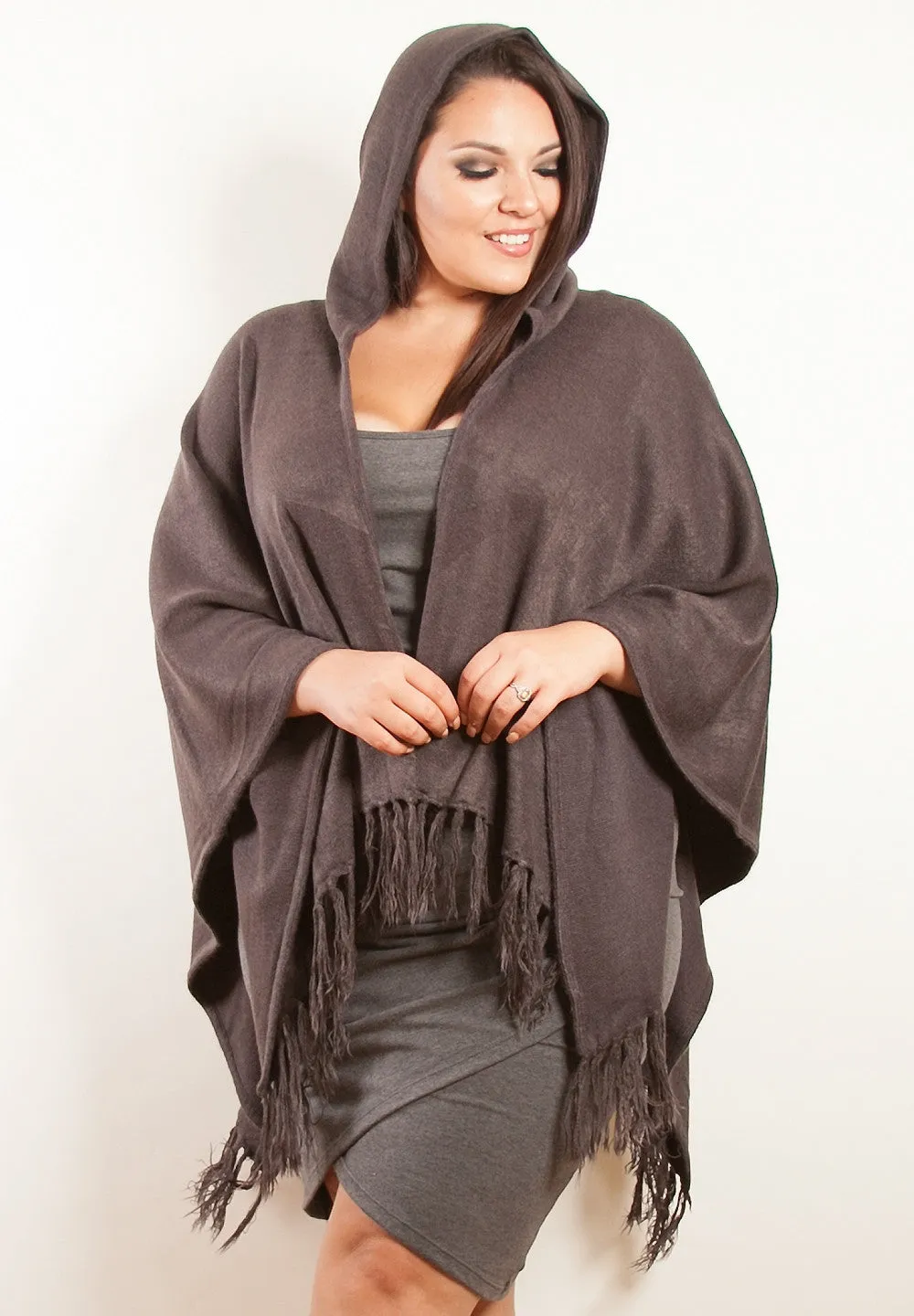 Hooded Fringe Poncho