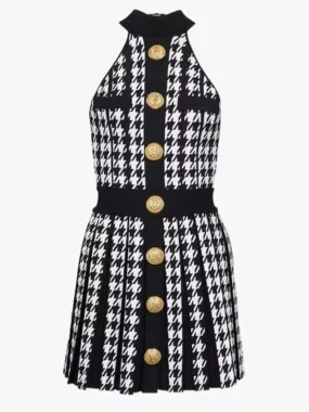 Houndstooth Knit Skater Dress