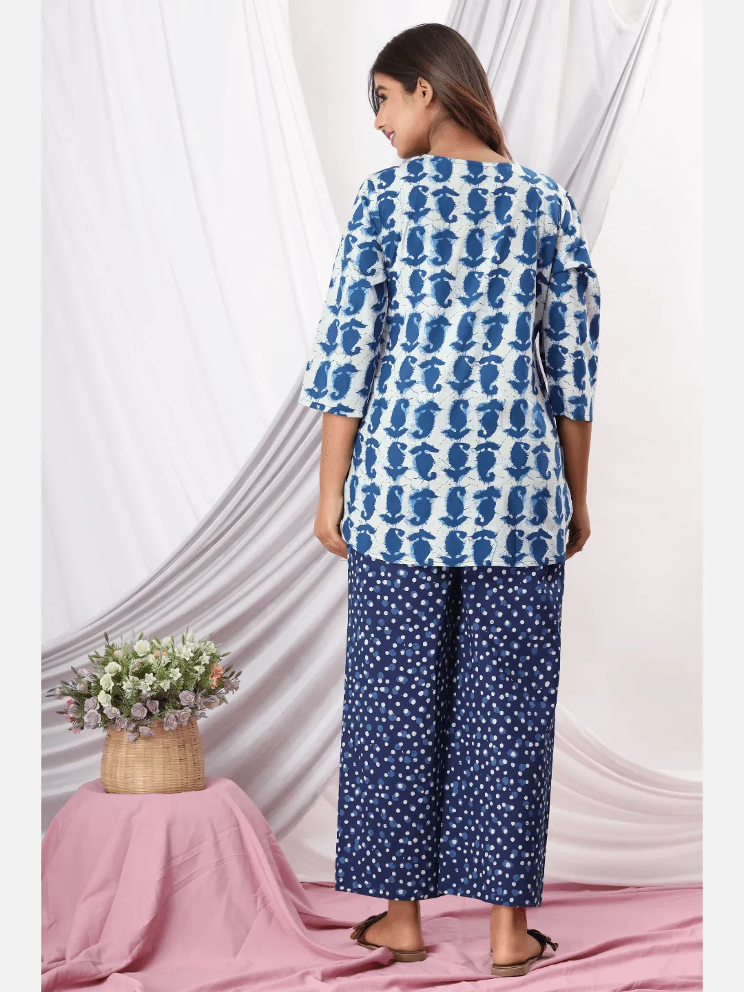 Indigo Paisley Cotton Loungewear