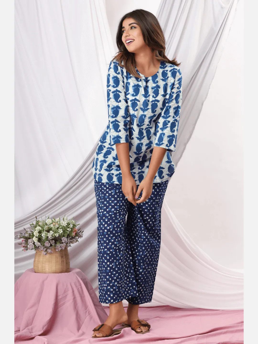 Indigo Paisley Cotton Loungewear