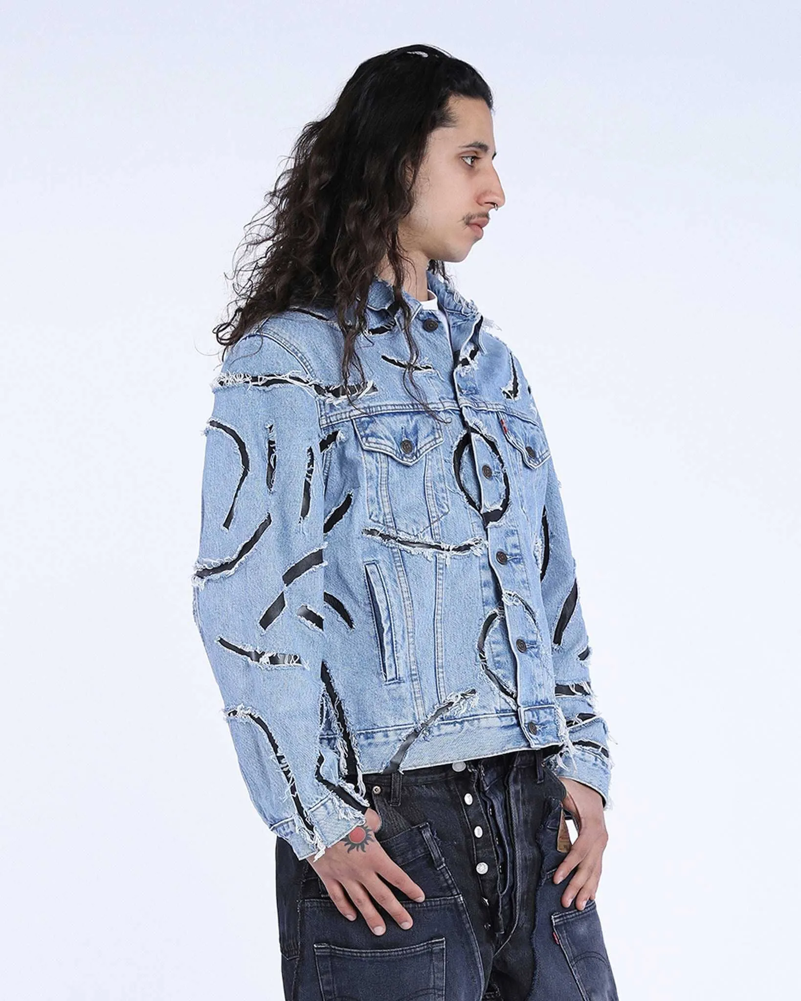 Jacket Denim Stripes Leather