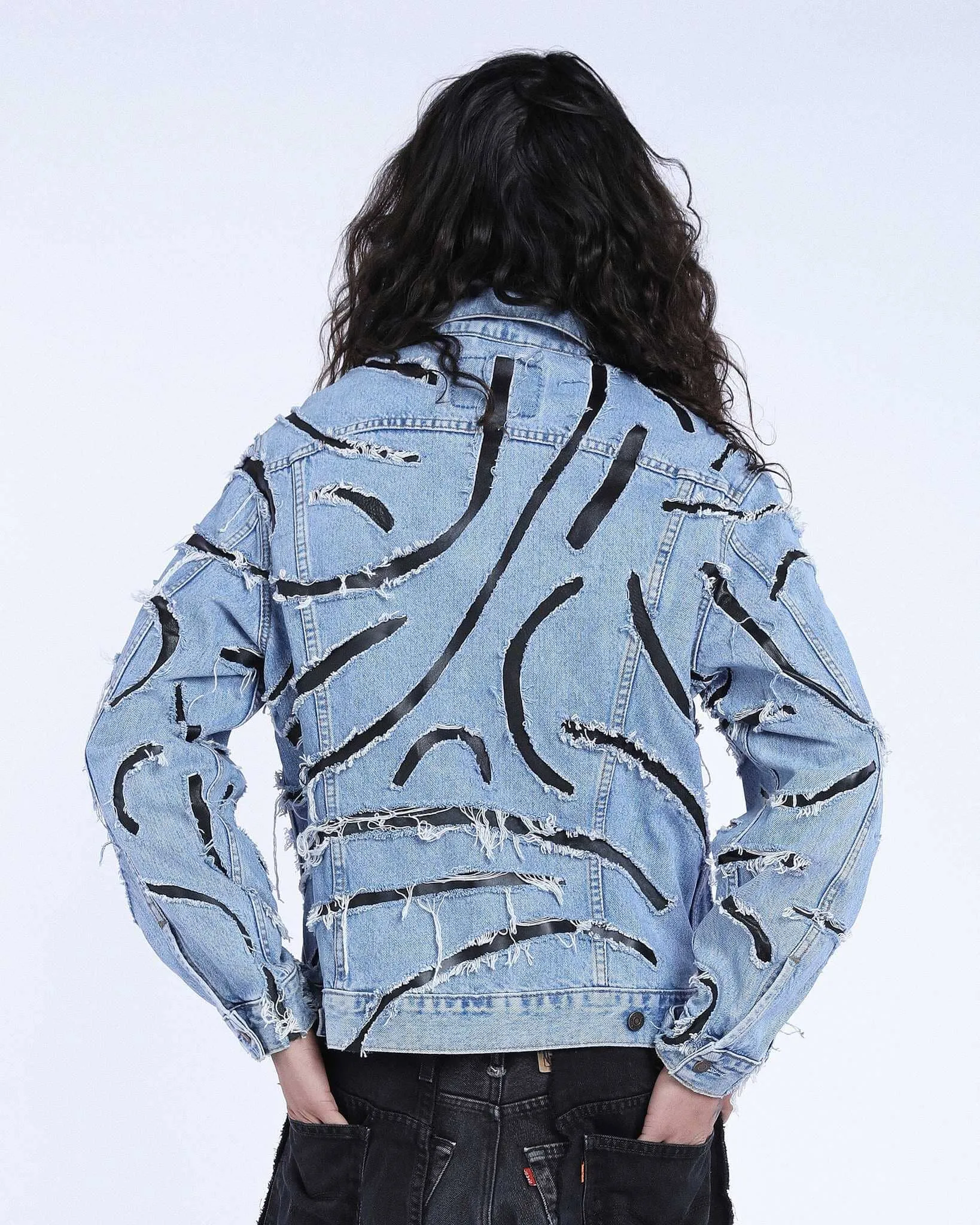 Jacket Denim Stripes Leather