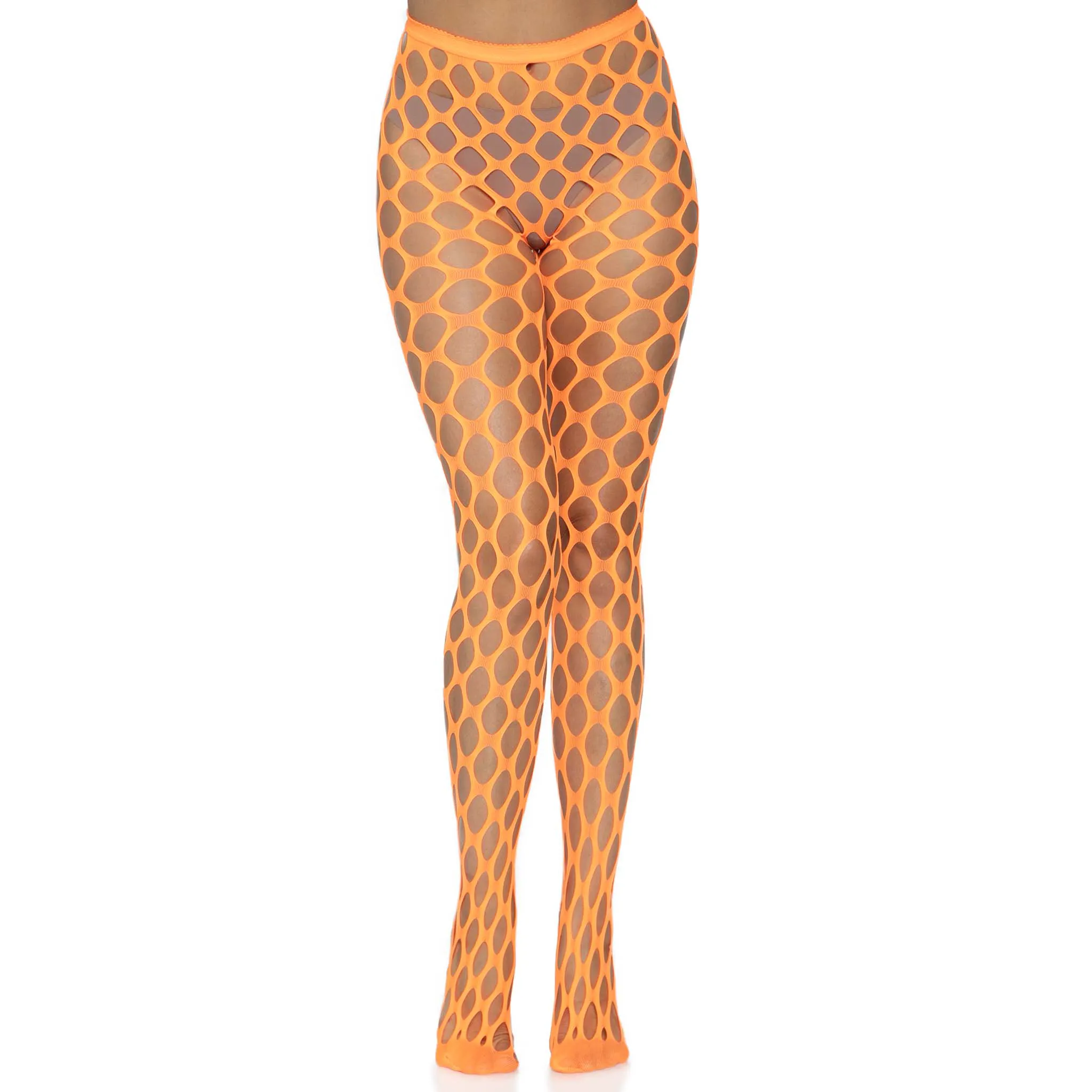 Jumbo Pothole Net Tights - Neon Orange - One Size