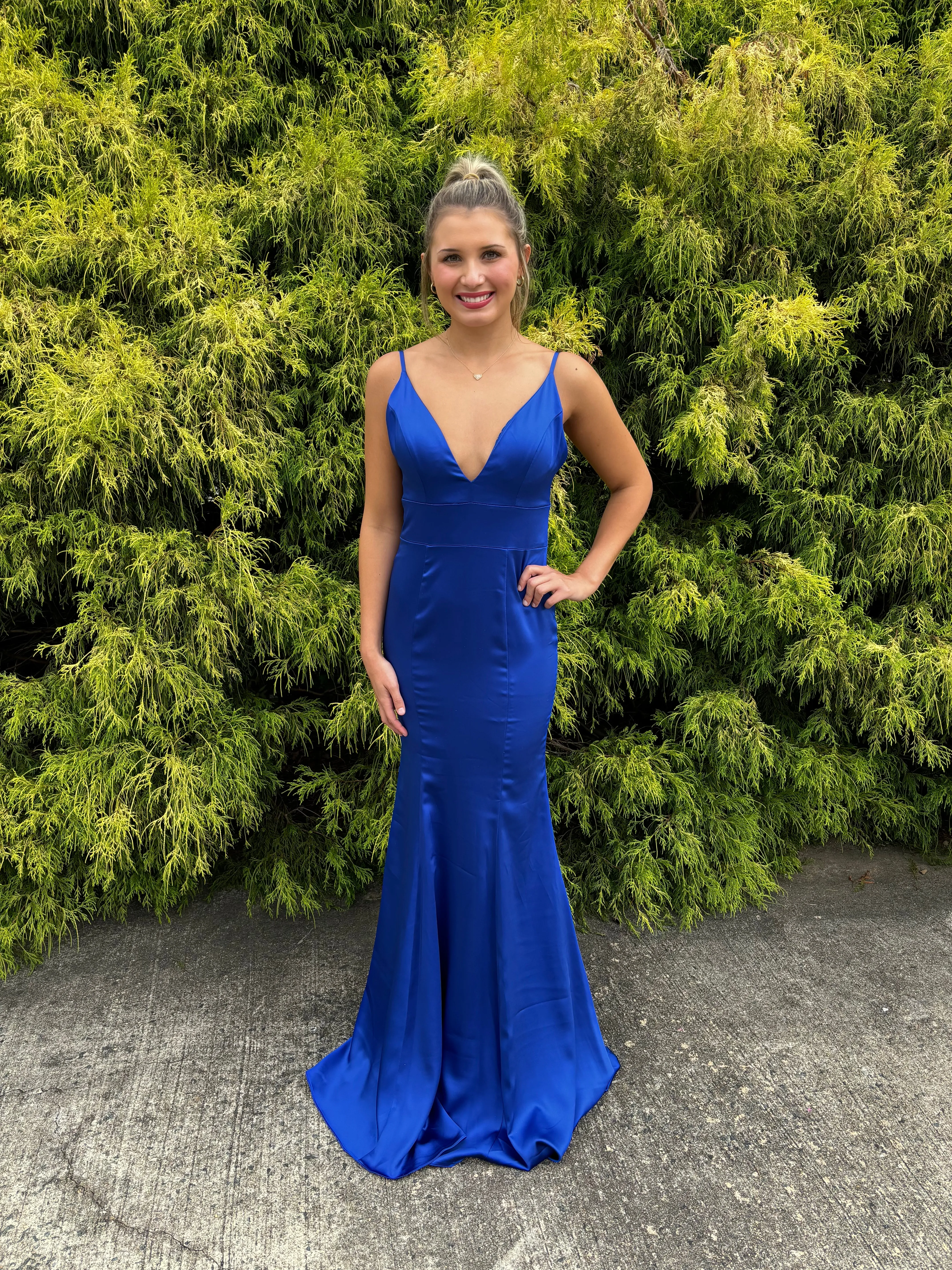 JVN by Jovani 08595 Royal Blue Satin Dress