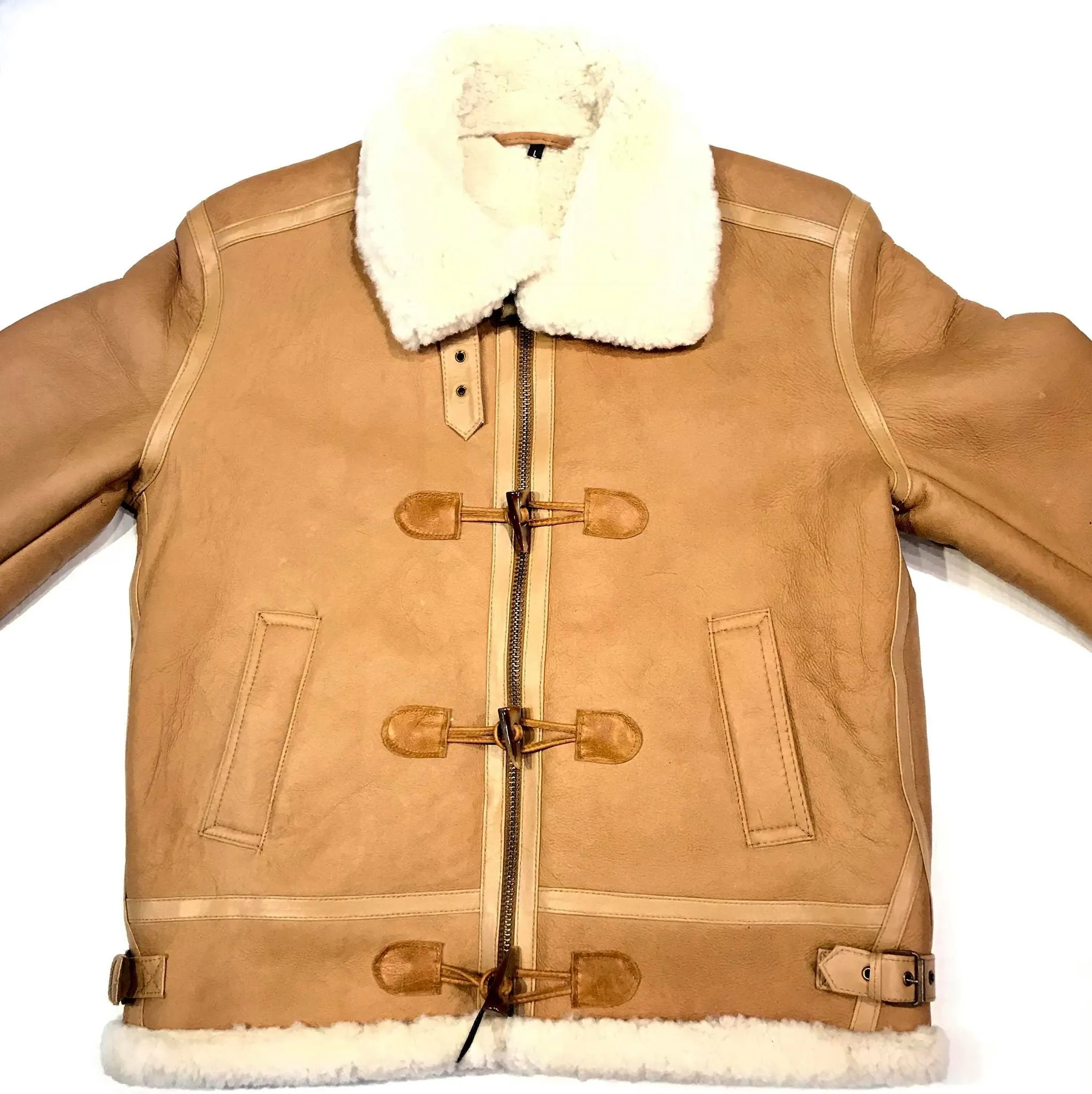 Kashani Peach Duffel Aviator Shearling Jacket