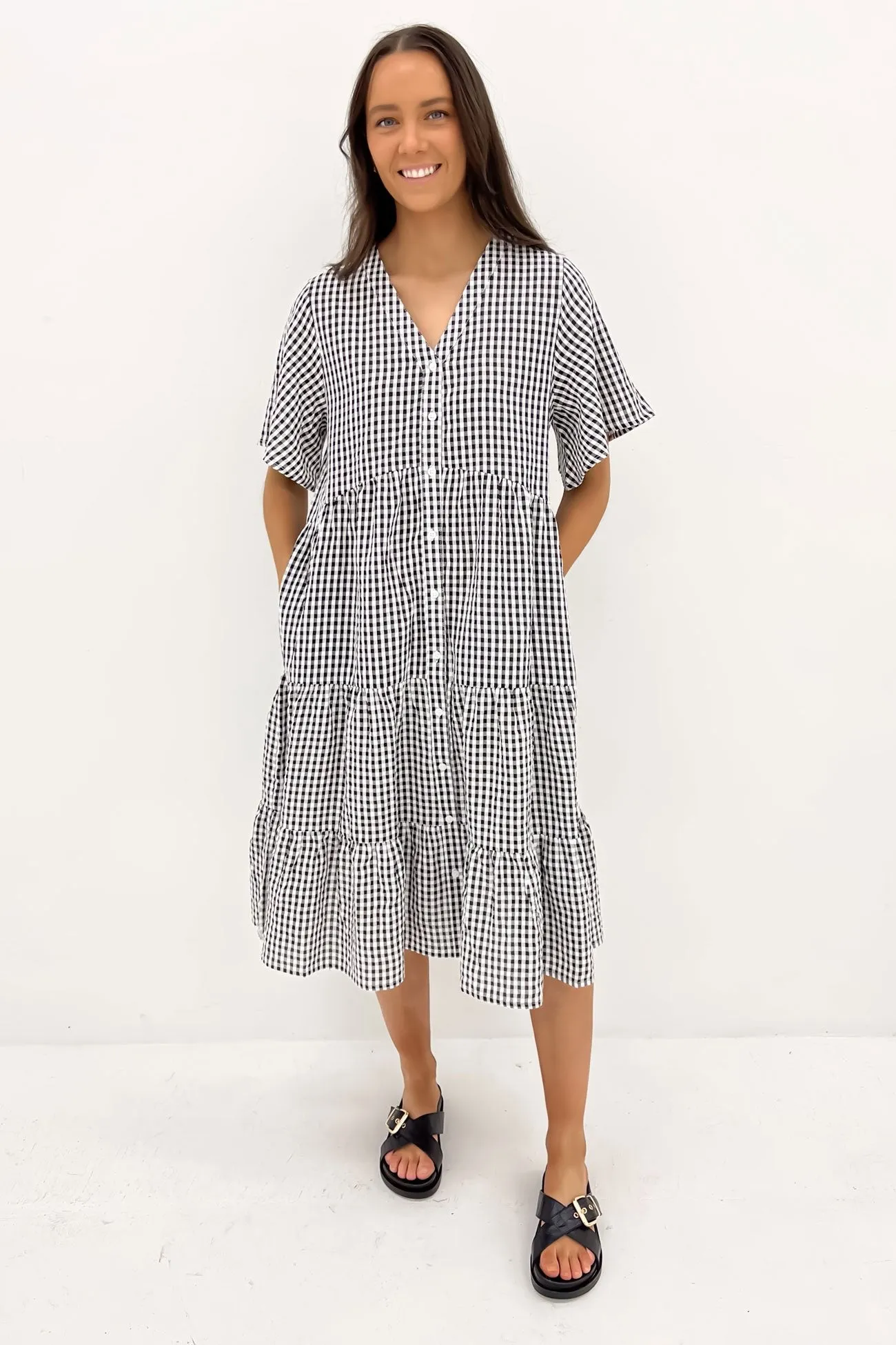 Kelis Midi Dress Black Gingham