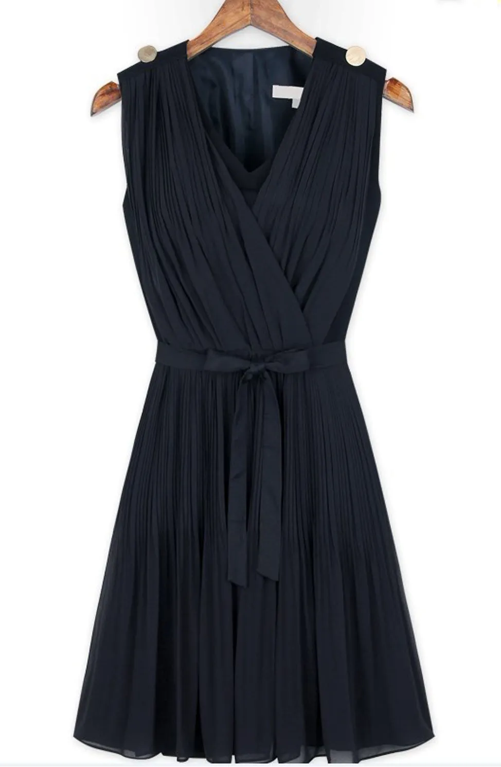 Ketty More Women's Sleeveless V-Neck Pleated Dress-KMWD140