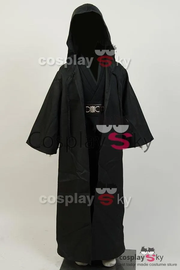 Kids Jedi Costume for Anakin Skywalker Cosplay Tunic Hooded Robe Outfit Black Version