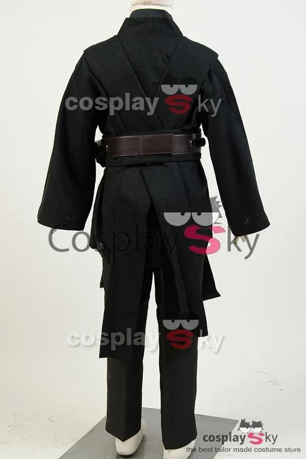 Kids Jedi Costume for Anakin Skywalker Cosplay Tunic Hooded Robe Outfit Black Version