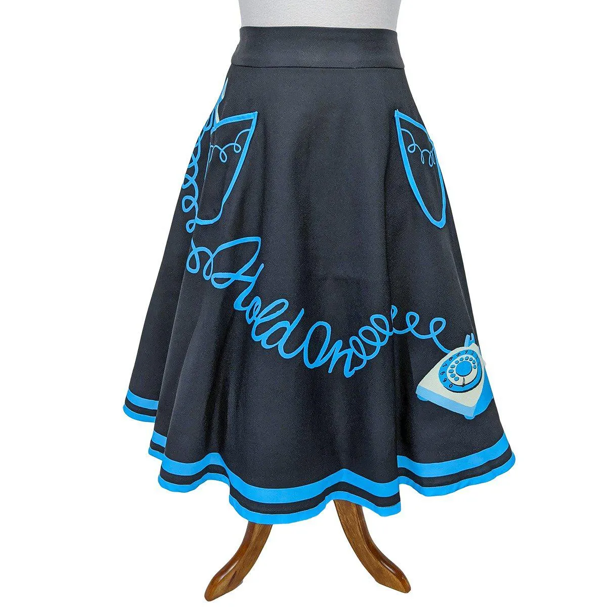 Kissing Charlie Hold On Circle Skirt in Blue and Black