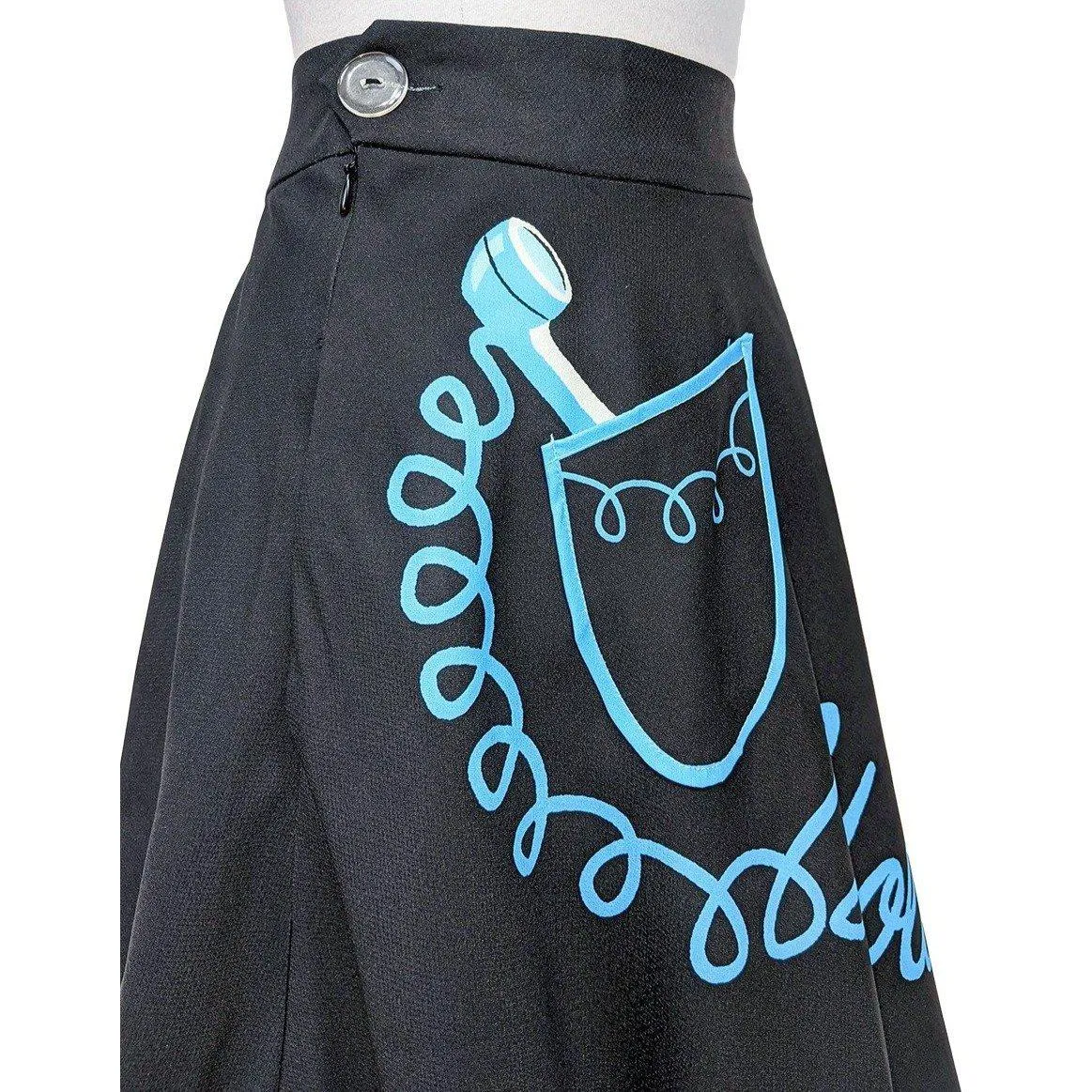 Kissing Charlie Hold On Circle Skirt in Blue and Black