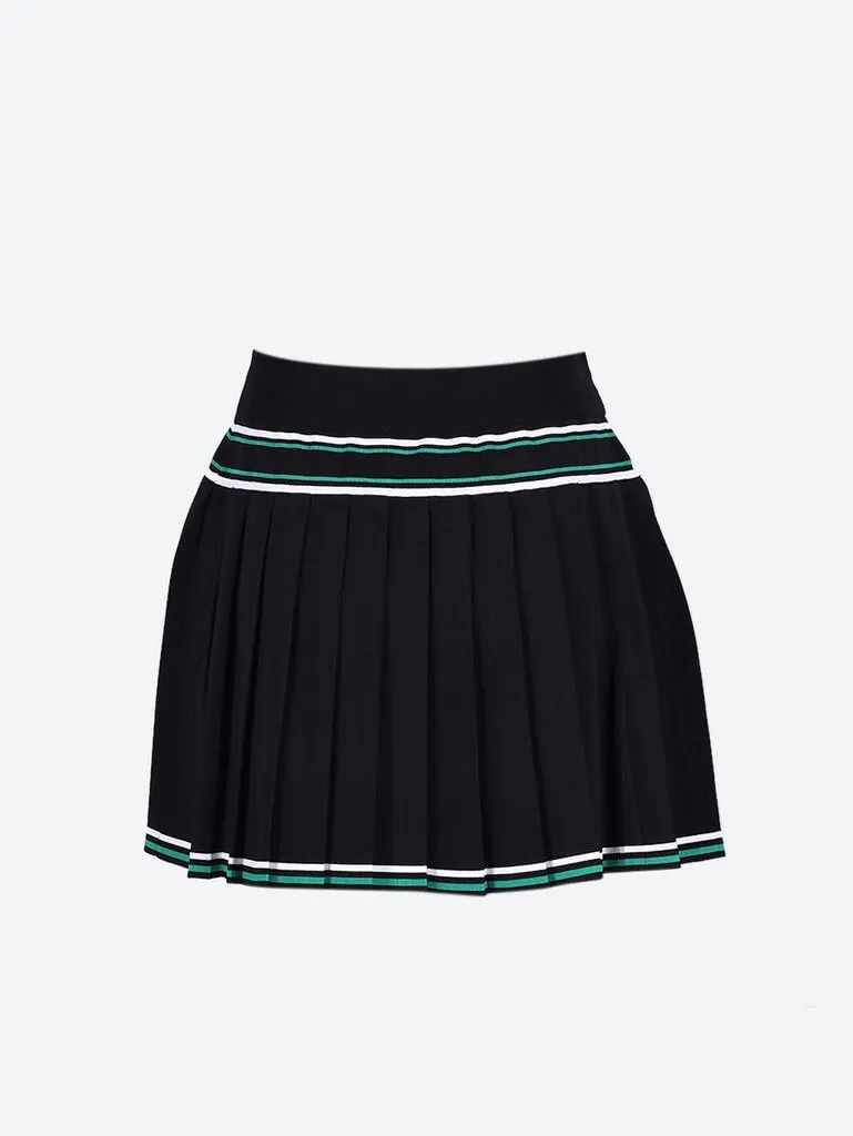 Knit pleated stripe skirt