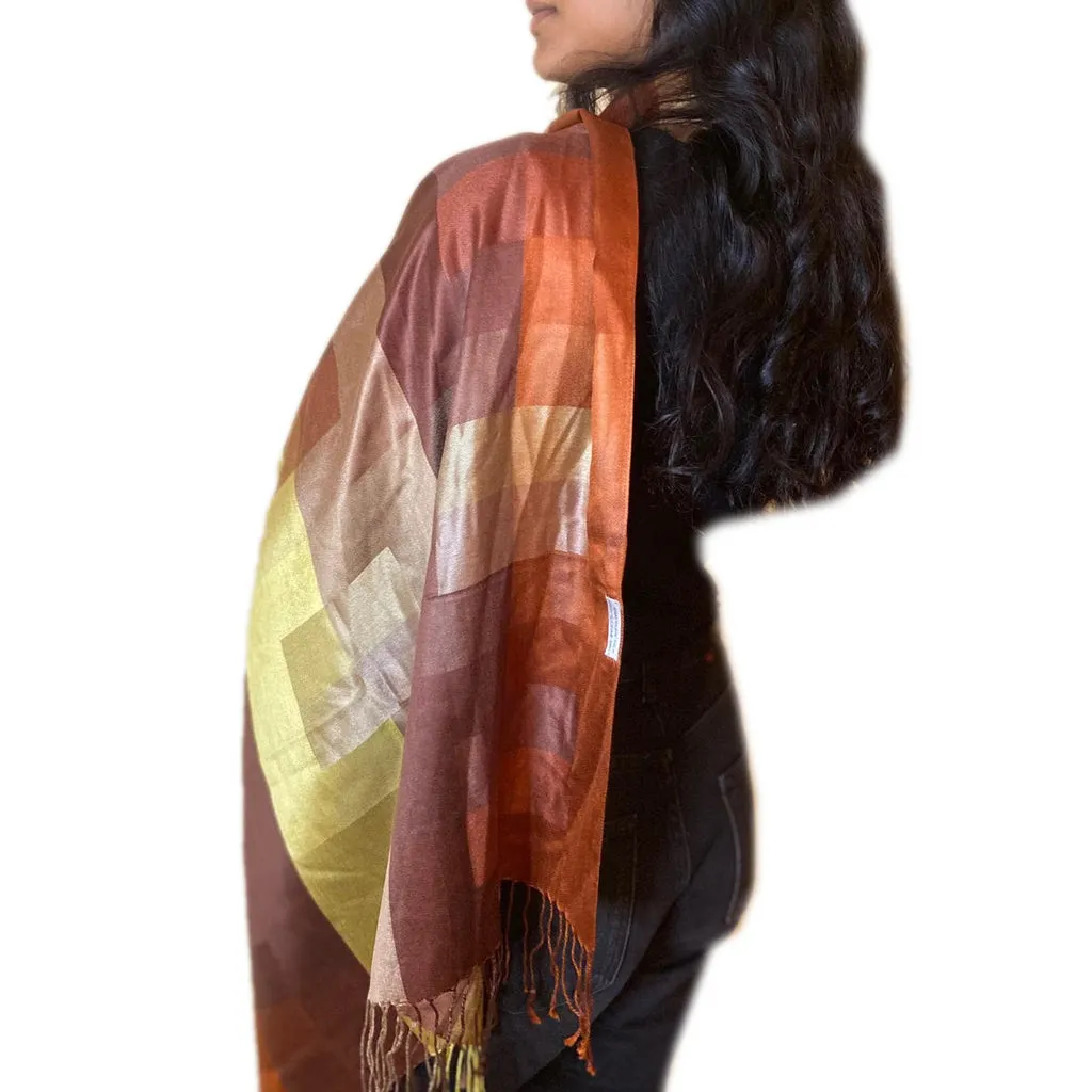 Kolkata Earth Squares Silk Scarf