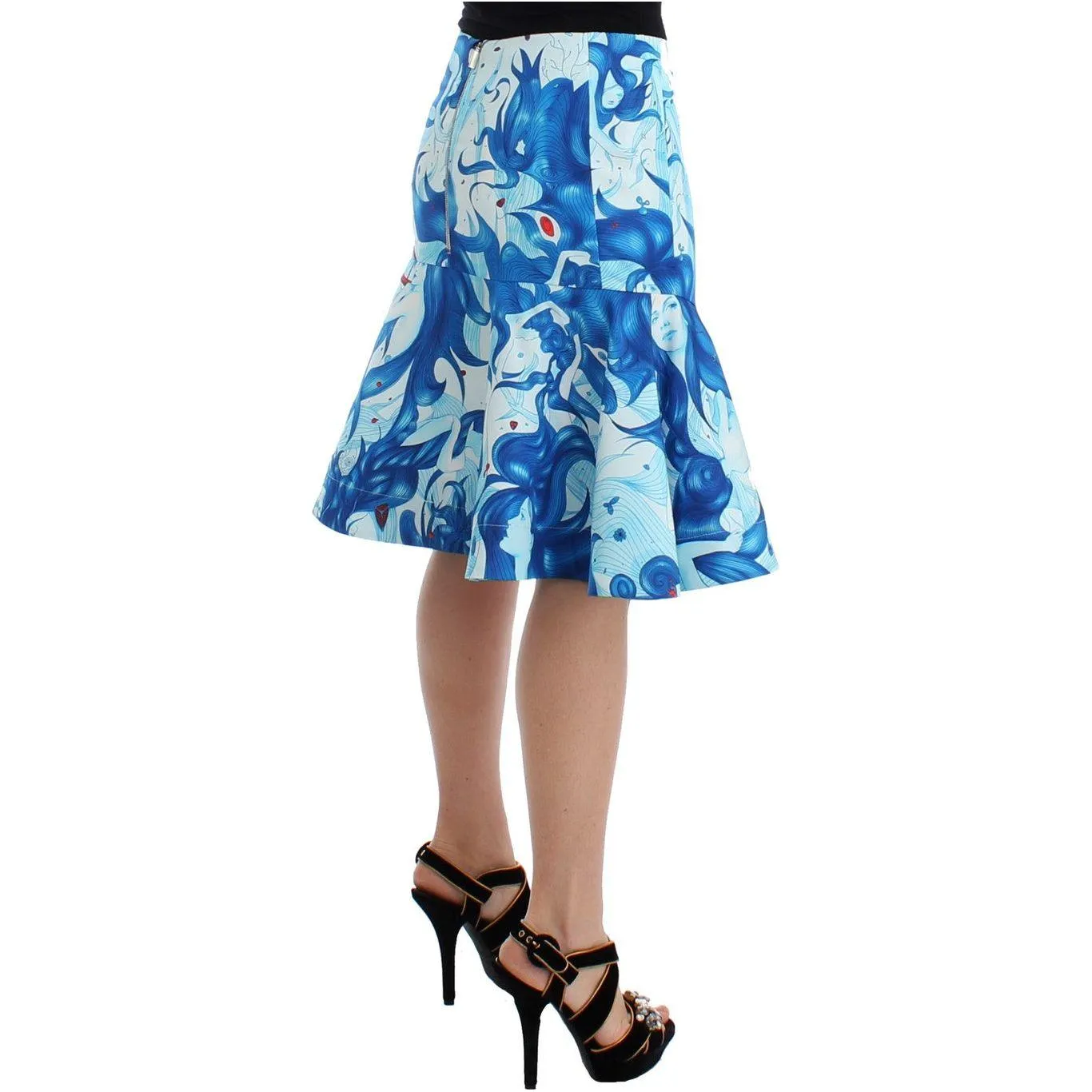 Koonhor Elegant Fresco-Print Knee-Length Skirt