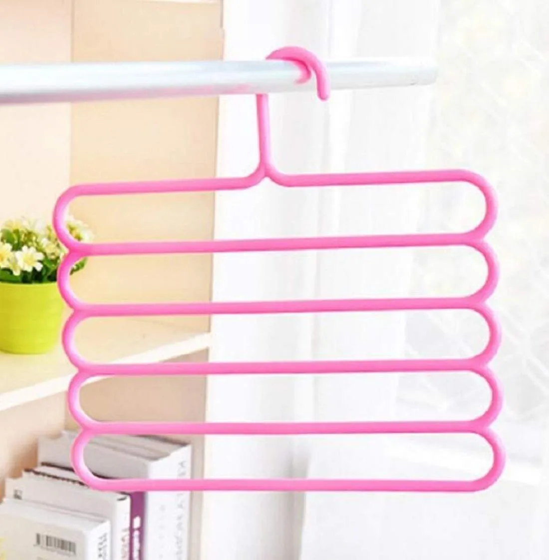 Kuber Industries 3 Pieces Multi-Purpose 5 Layer Pants Clothes Hanger Wardrobe Storage Organizer (Multicolour) - CTKTC023487