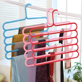 Kuber Industries 3 Pieces Multi-Purpose 5 Layer Pants Clothes Hanger Wardrobe Storage Organizer (Multicolour) - CTKTC023487