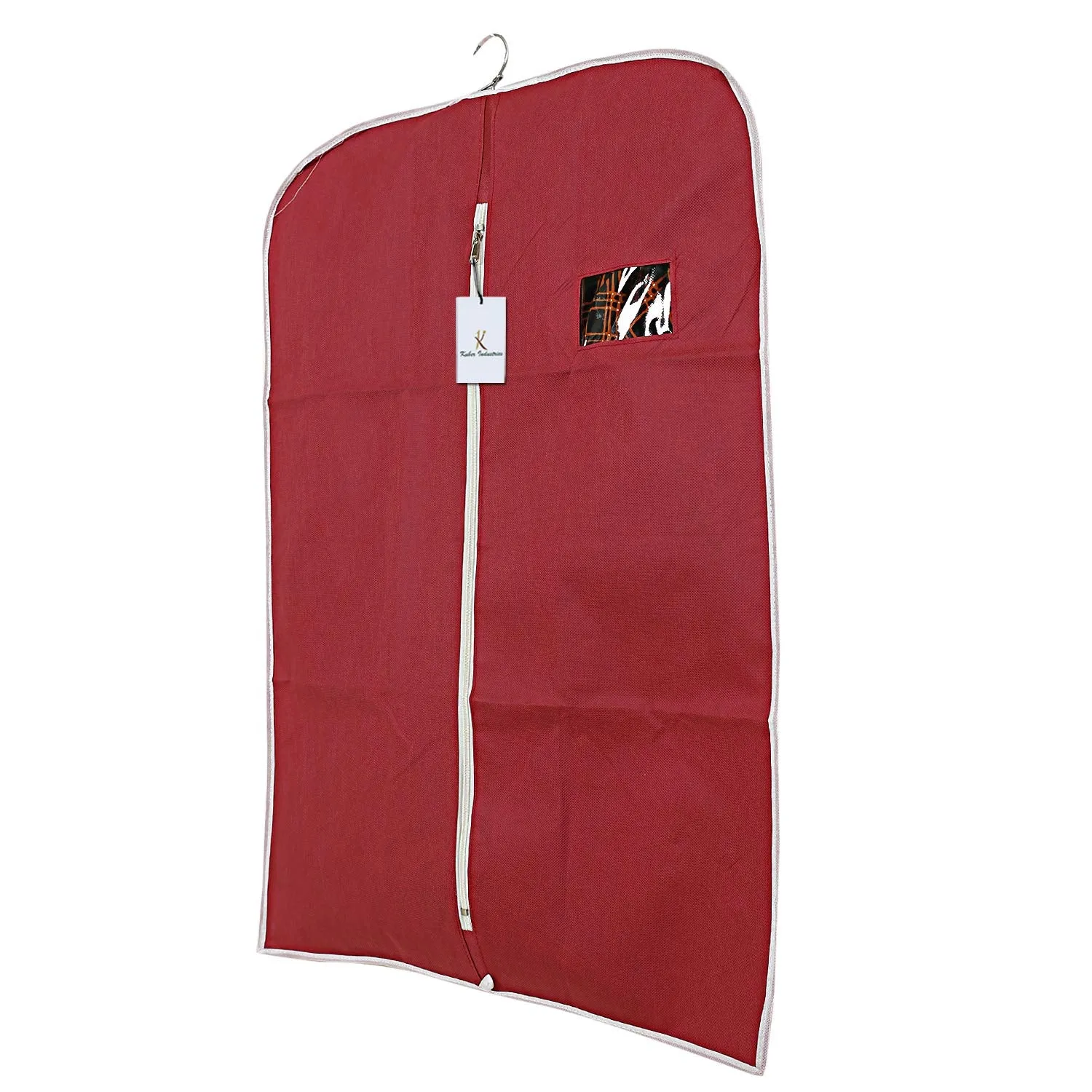 Kuber Industries 8 Piece Non Woven Coat Cover, Black and Maroon