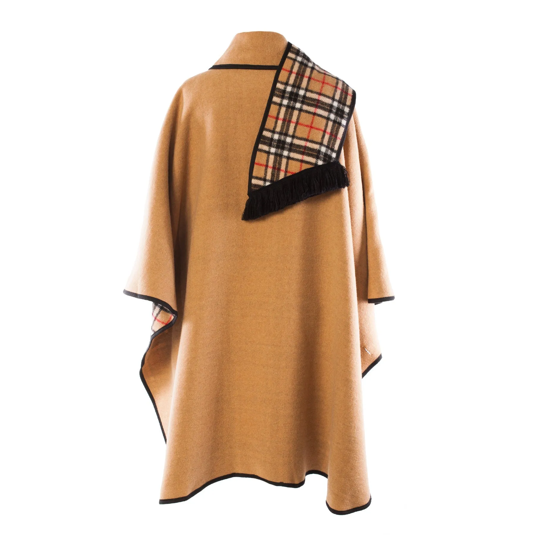 Ladies Wool Blend Reversible Cape Camel