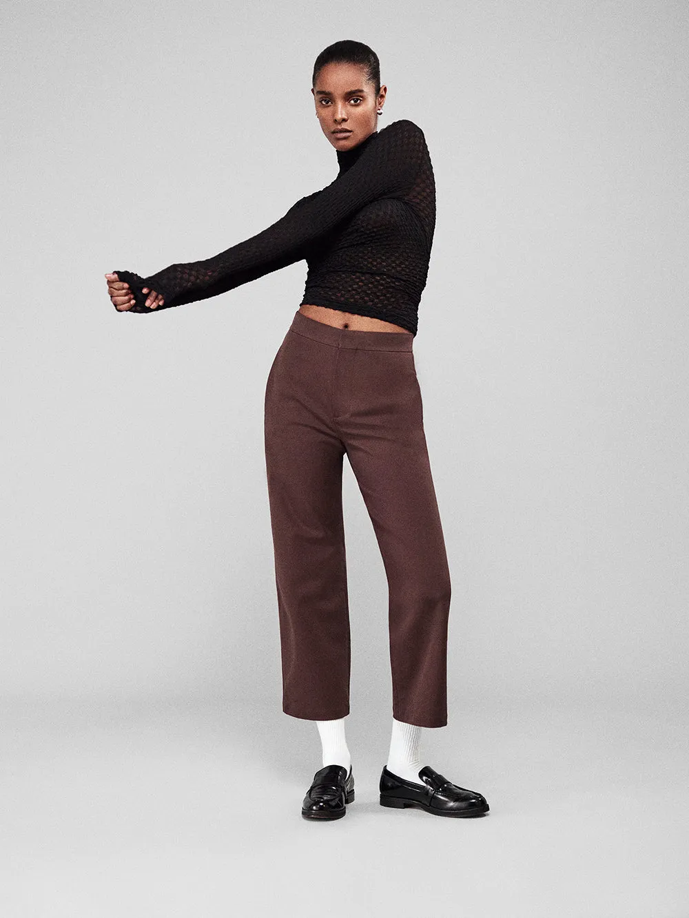 Le Jane Crop Trouser -- Chocolate Brown