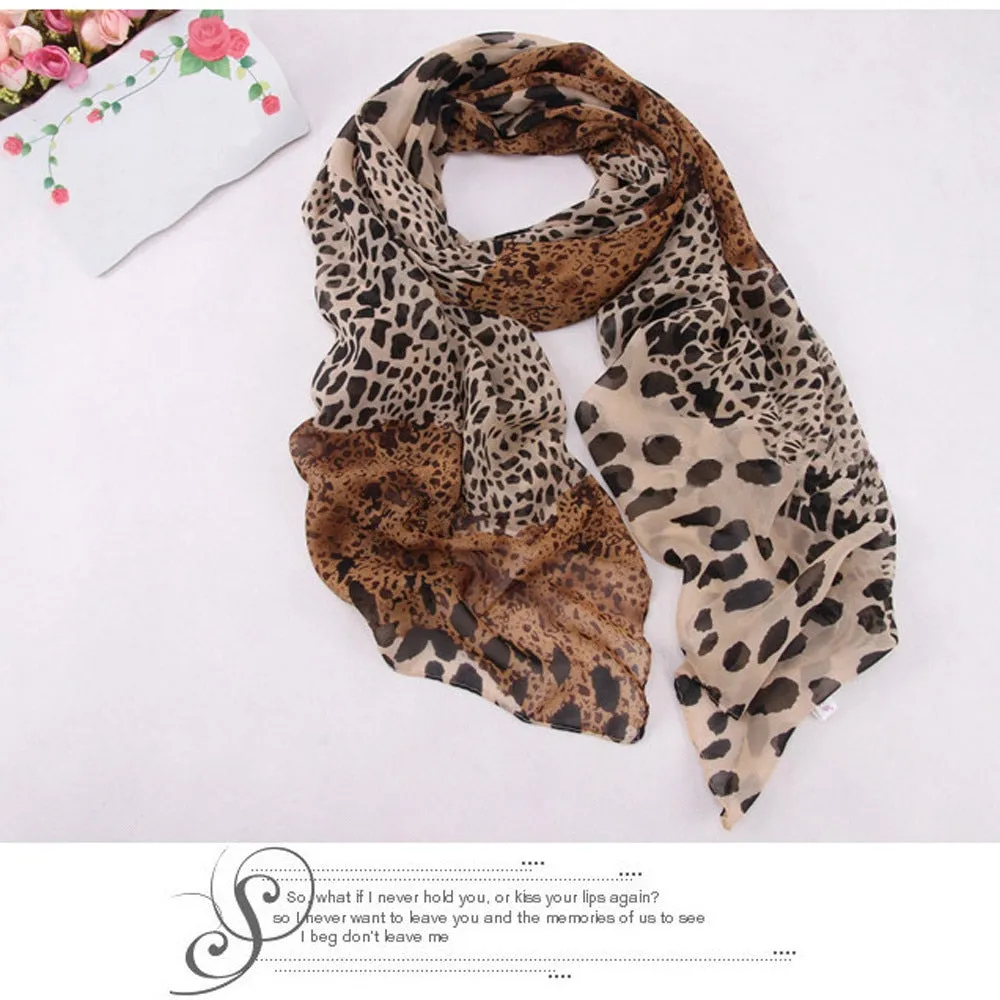 Leopard Scarf Women Multicolor Fashion Classical Printing Long Soft  Shawl Scarves Quality Long Chiffon Femme Wrap Scarf Ladies