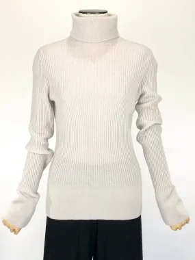 Light Grey Cashmere Turtleneck Sweater | Size S