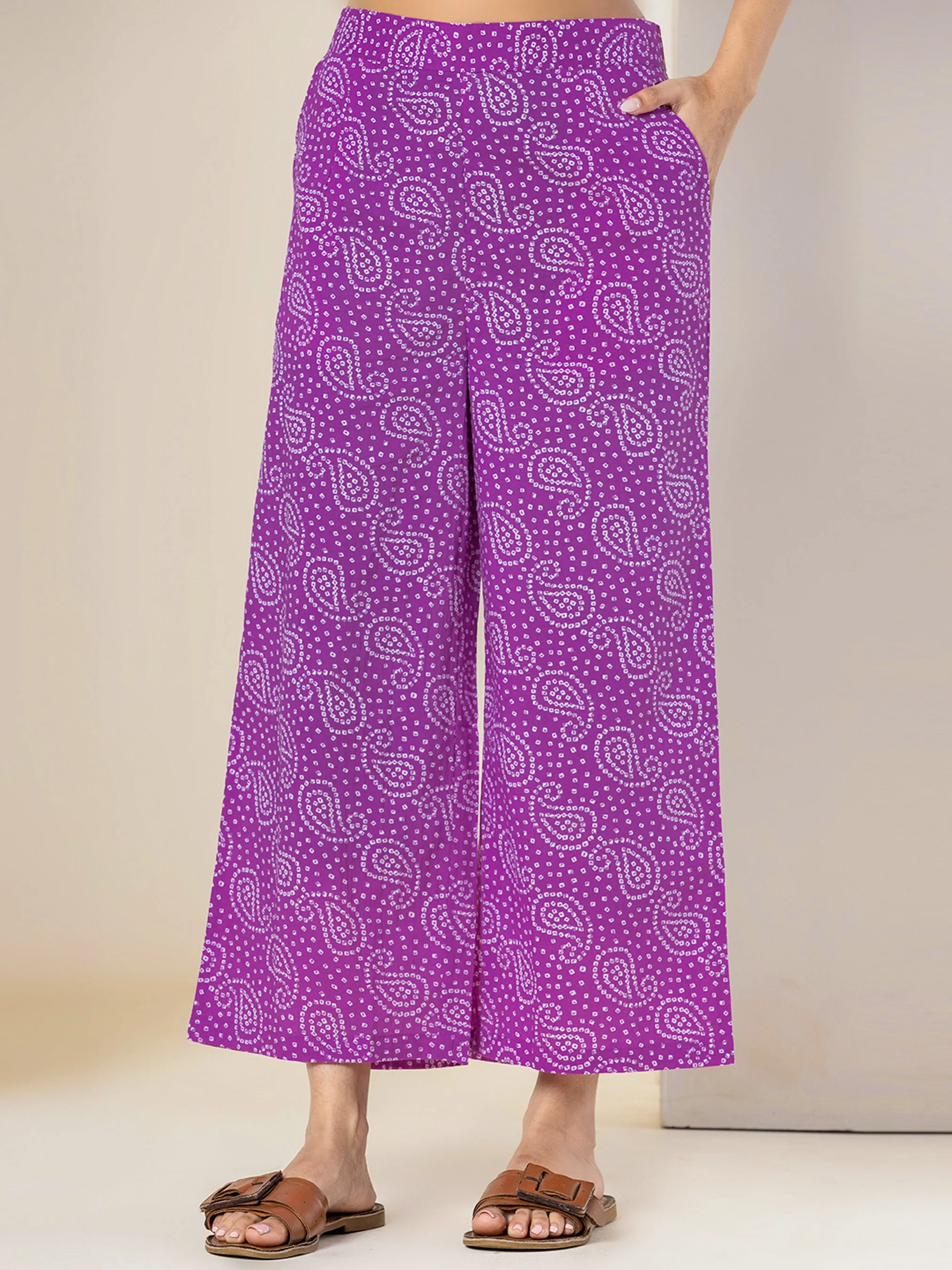 Lilac Leheriya Pure Cotton Hand Printed Loungewear