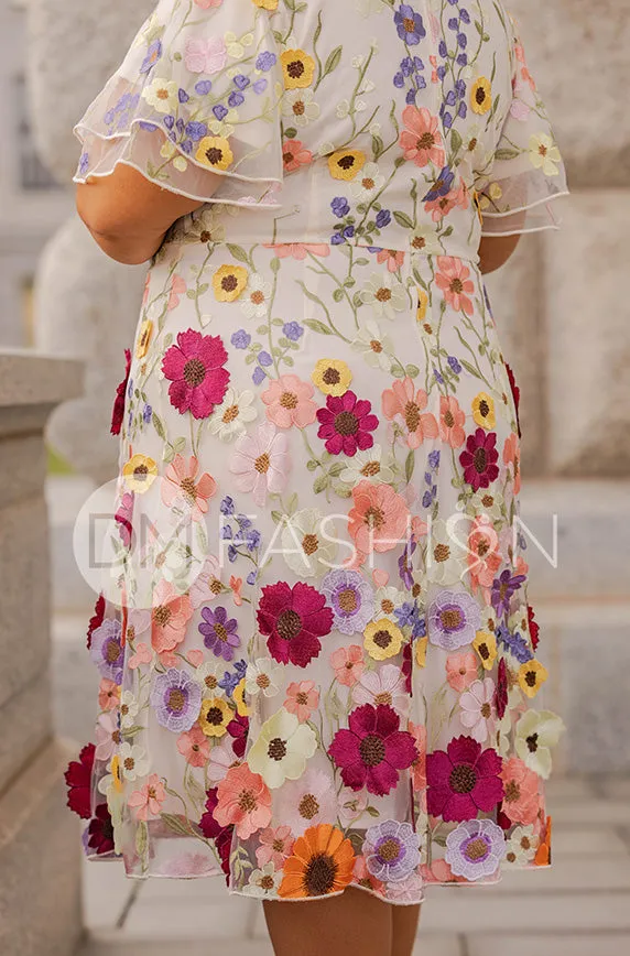 Lillian Duchess Ivory Floral Dress - DM Exclusive