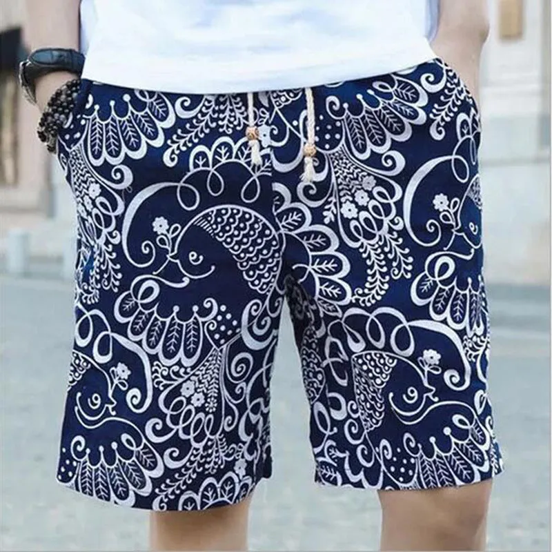 Linen printed five-minute shorts