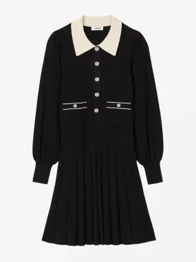 Lison pleated-skirt knitted dress