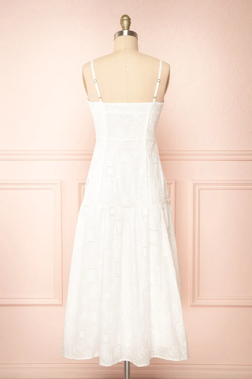 Lisy | White Midi Dress w/ Openwork