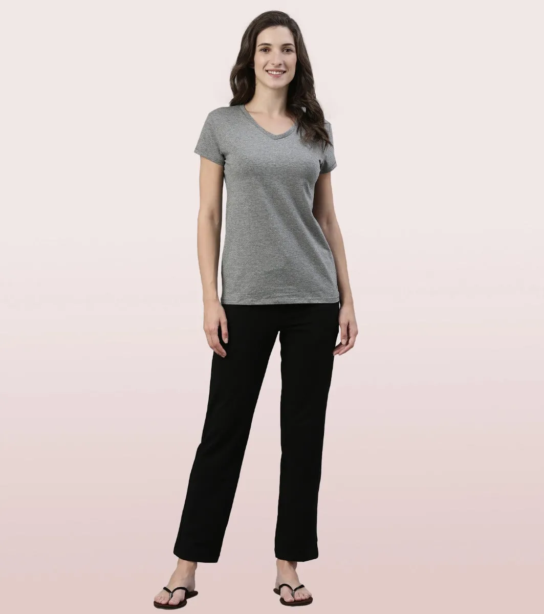 Lounge Pants | Basic Straight Leg Pants With Adjustable Drawstring And Zipper Pockets