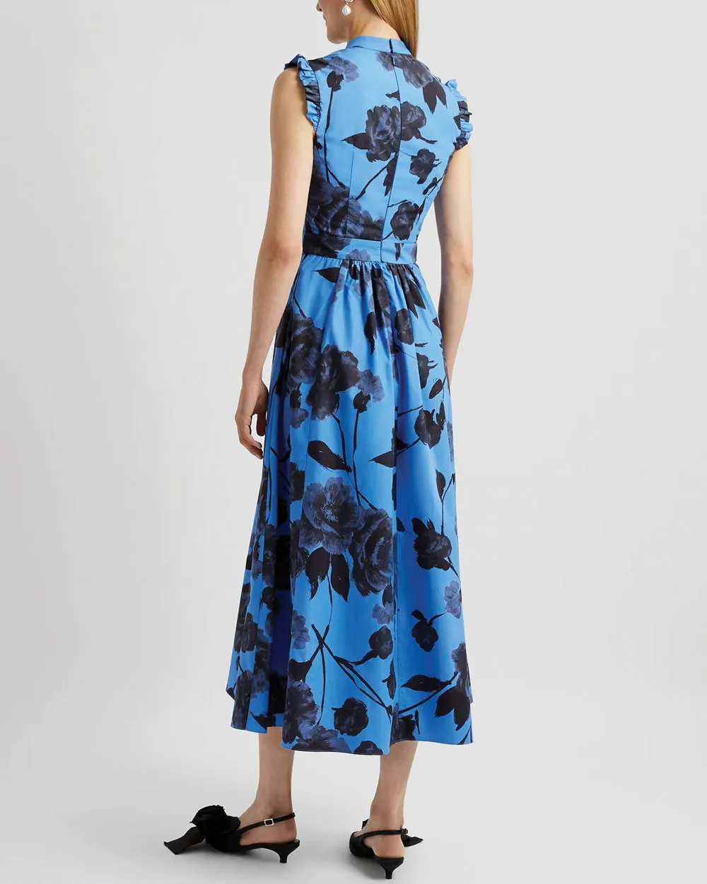 Lupin Blue Sleeveless Ruffle Midi Dress