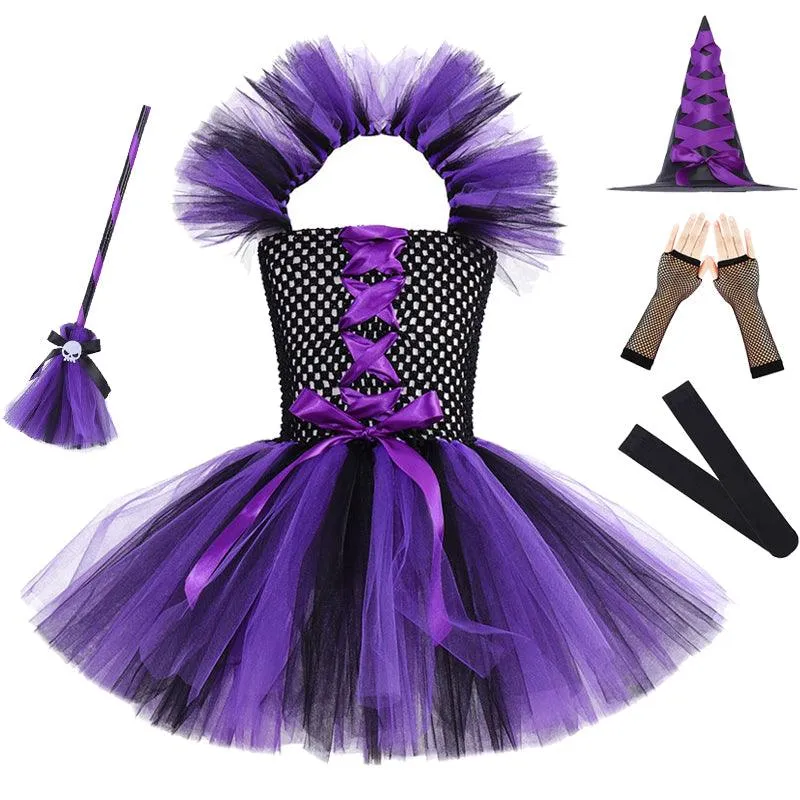 Magic Fairy Girl Dress Dreamy Purple Little Witch Costume Elegant Princess Party Dress Carnival Halloween cosplay costume