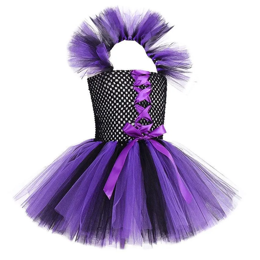 Magic Fairy Girl Dress Dreamy Purple Little Witch Costume Elegant Princess Party Dress Carnival Halloween cosplay costume